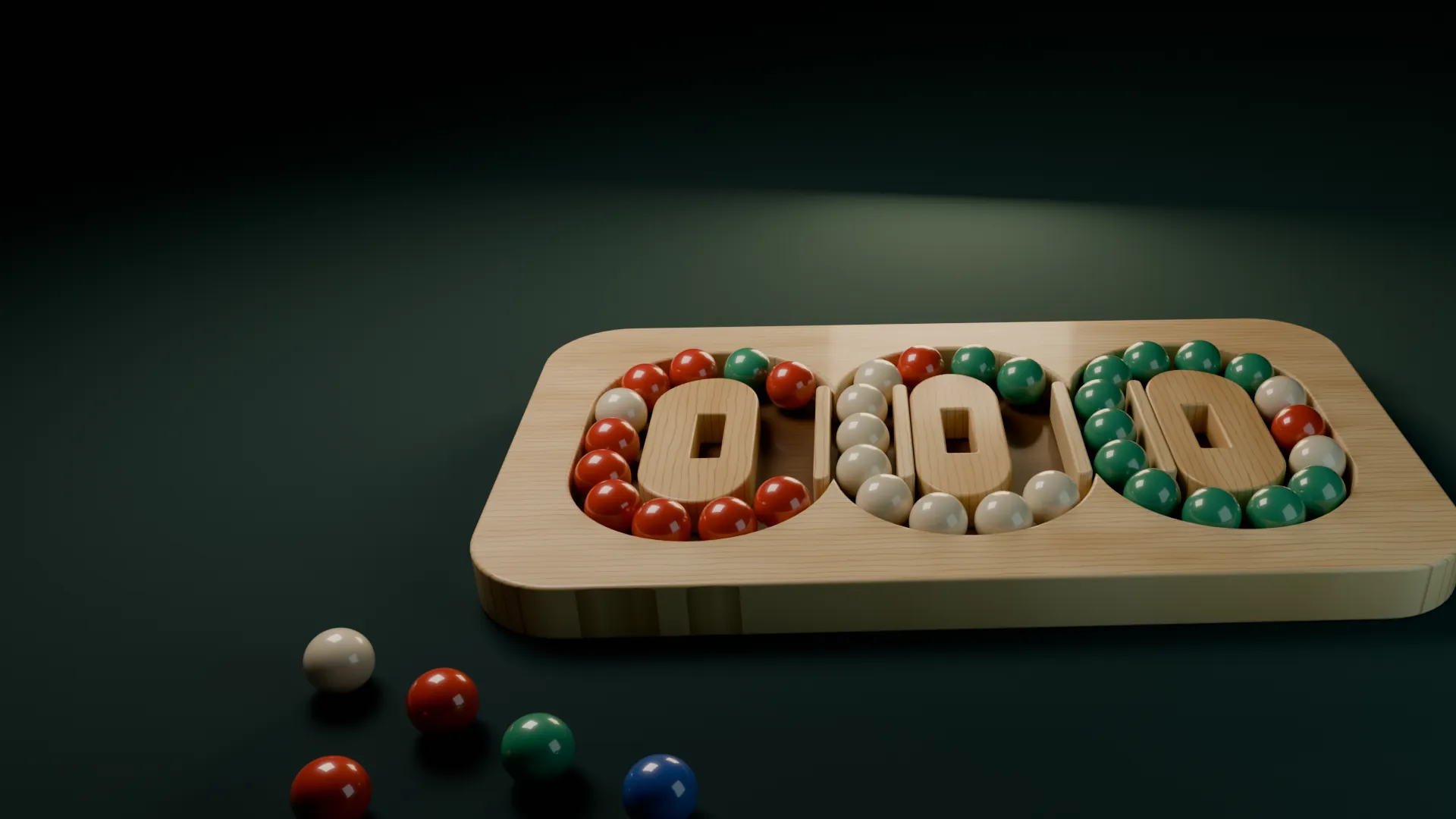 A wooden Lollyloop board with three loops of lollies